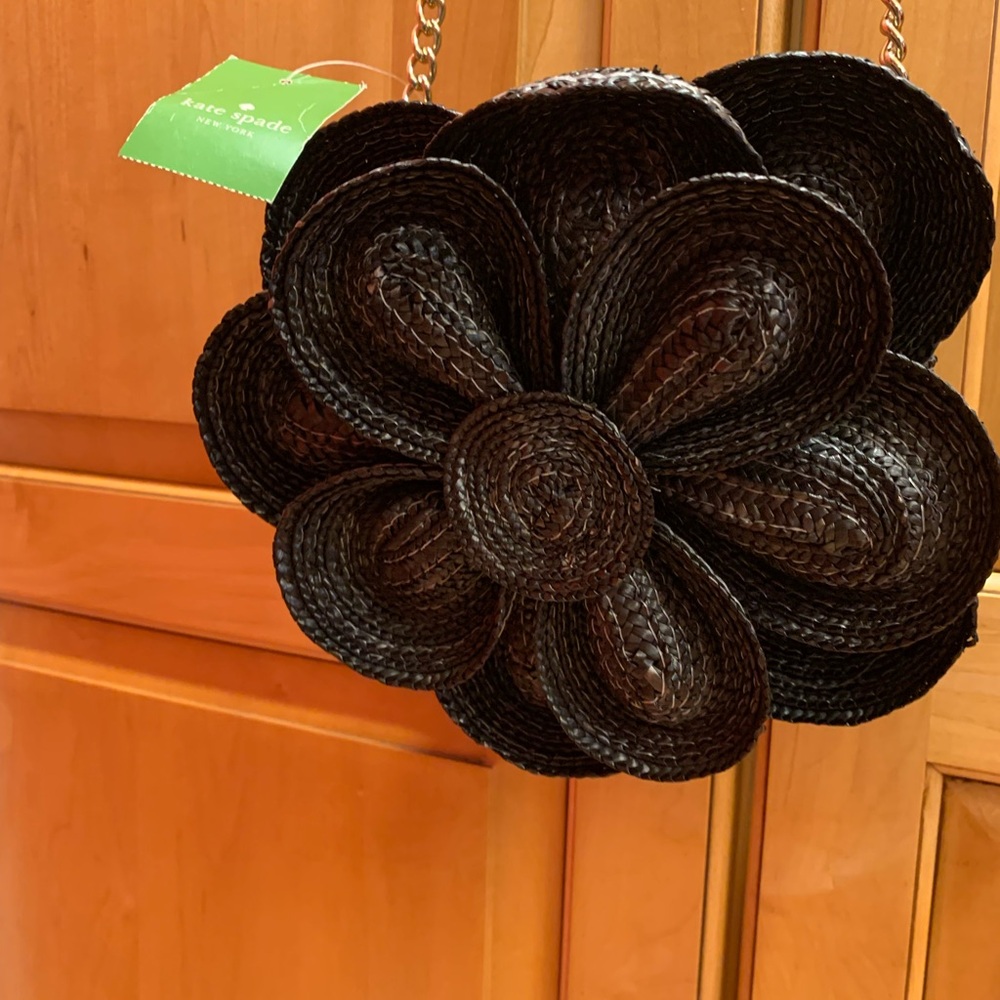 Kate Spade Black Straw Flower-Shaped Handbag